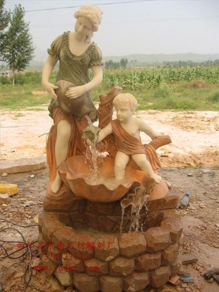 喷泉雕刻 石雕喷泉厂家 黄锈石喷泉价格 黄锈石跌水花钵图片