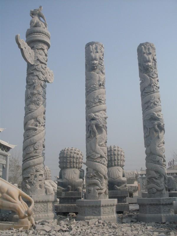 文化柱、青石文化柱、青石龙柱、青石华表、青石柱座、青石柱子料、牌坊柱子料