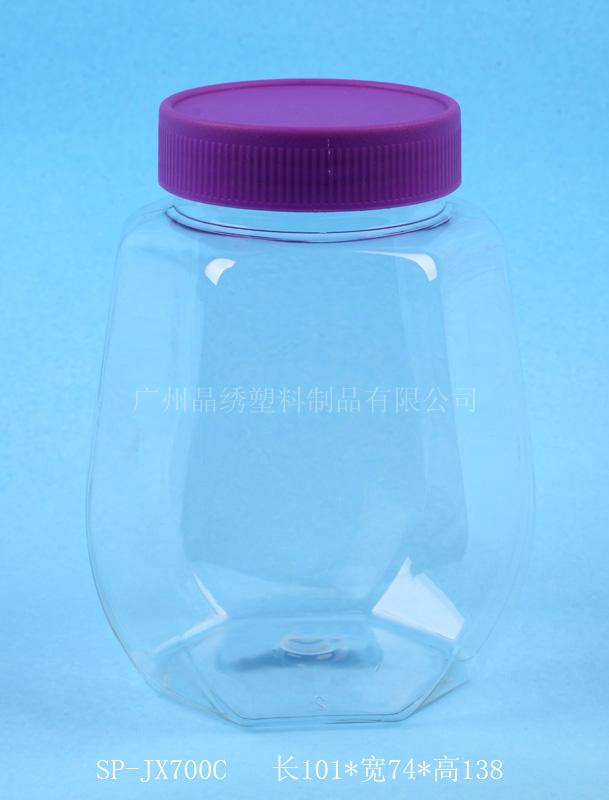 供应广州晶绣厂家直销餐具配套塑料瓶700毫升PET材质透明瓶