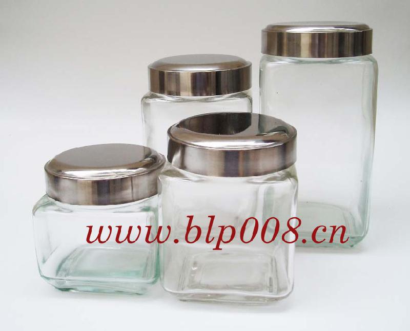 供应规格各异的方形钢盖瓶食品玻璃瓶图片