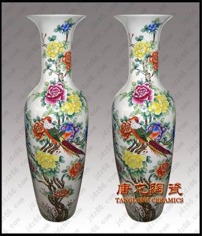 供应粉彩富贵和平大花瓶　景德镇陶瓷大花瓶