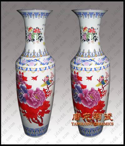 供应粉彩富贵和平大花瓶　景德镇陶瓷大花瓶图片