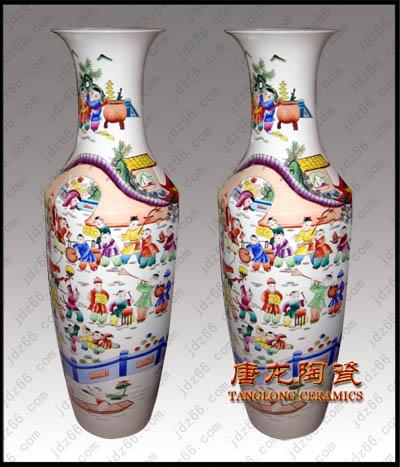 供应粉彩富贵和平大花瓶　景德镇陶瓷大花瓶