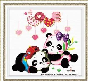 情侣熊猫十字绣批发