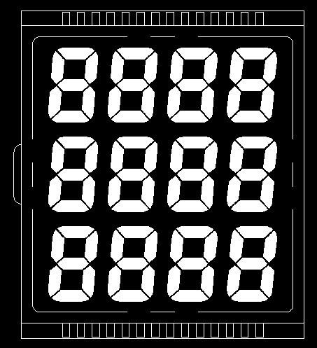 供应显示888纯数字七段码LCD液晶屏