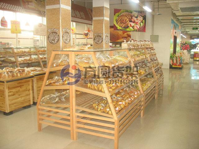 供应超市面包架木制面包展示架