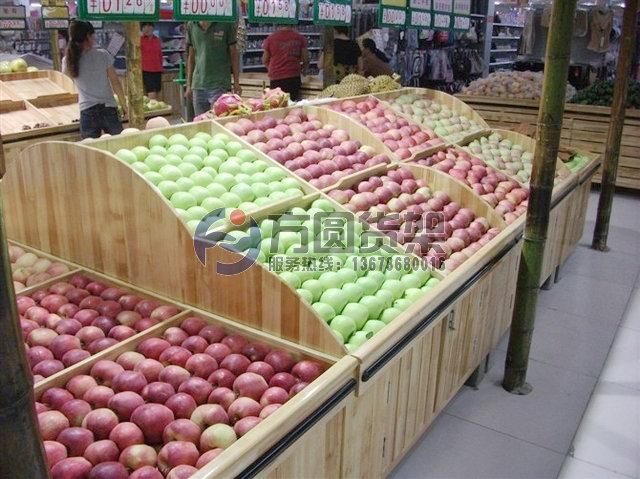 供应超市木制果冻架水果货架蔬菜架子果蔬堆头鲜果架水果架子超市木制