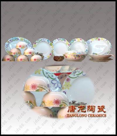供应陶瓷餐具 景德镇传统青花玲珑套装陶瓷餐具 家居套装礼品陶瓷