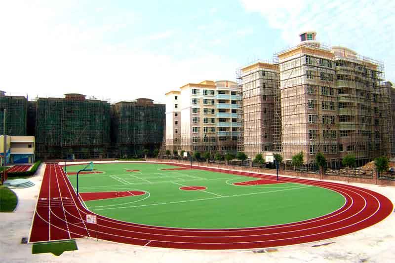 四川专业球场施工，贵州能拓展篮球架厂家价, 重庆潼南硅PU篮球场建造图片