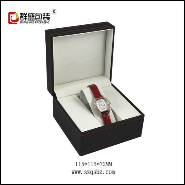 供应高档PU皮手表盒  深圳厂家订做皮手表盒车线 手表盒子价格