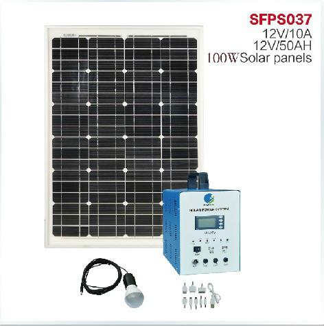 供应100W多功能太阳能发电系统/直流交流输出/太阳能便携式小系统图片