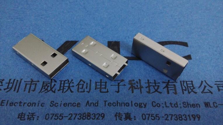 供应A公USB沉板贴板插头+无定位柱+直脚 黑色耐高温 USB价格