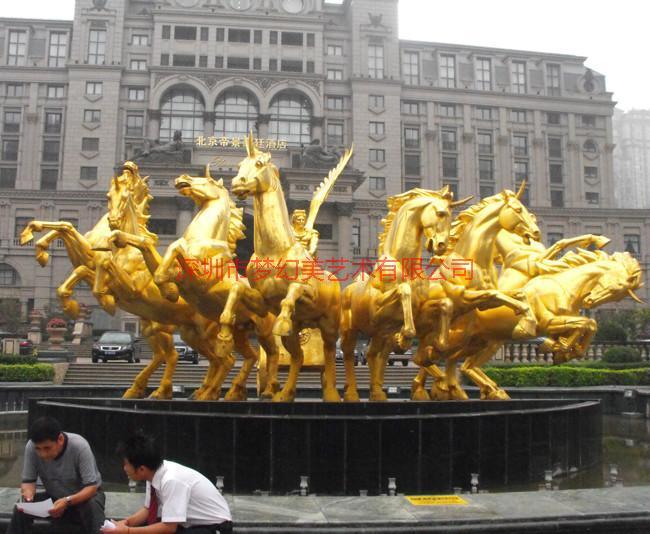 深圳厂家供应万马奔腾雕塑马 玻璃钢雕塑马 不锈钢马雕塑