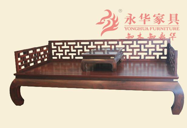 曲尺罗汉床 古典红木家具传统榫卯工艺老挝大红酸枝材质