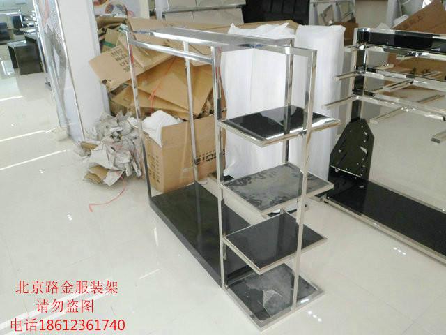 供应北京服装店展示货架服饰包包架 落地不锈钢展示架 加厚型148-1
