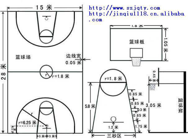 供应篮球场地平面设计图、篮球场地围网照明平面图、篮球场地塑胶效果图