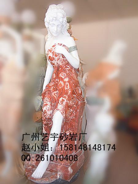 供应汉白玉石雕塑批发欧式少女雕塑 广州汉白玉天使雕塑厂家