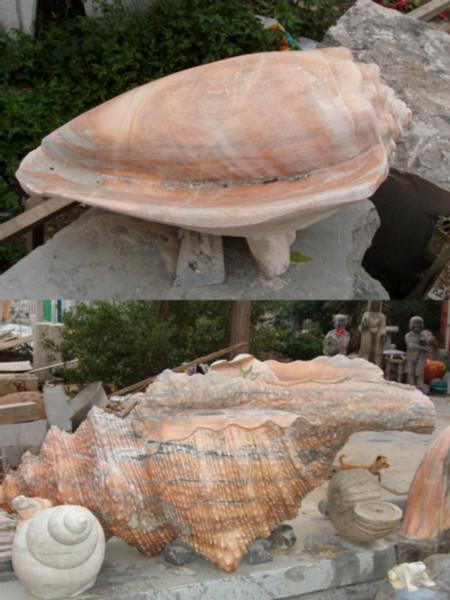 石雕海滩摆件海螺砗磲喷水蜗牛田螺批发