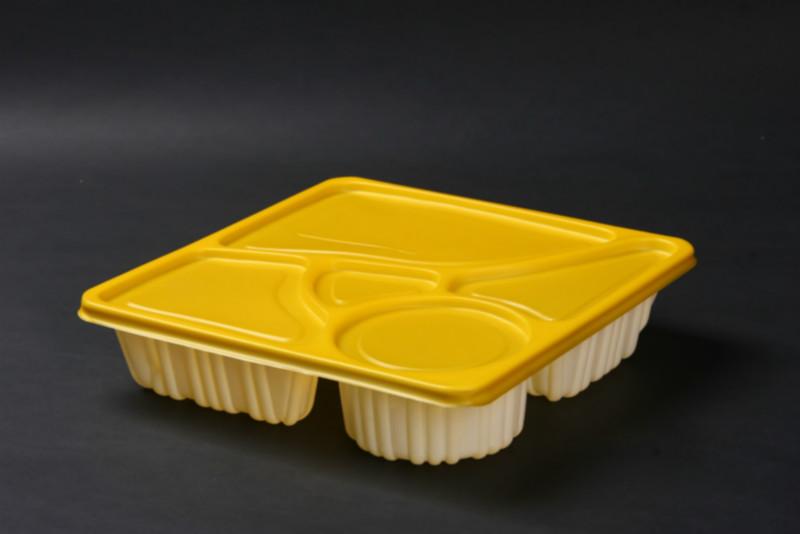供应黄色五格环保快餐盒/打包盒/F504