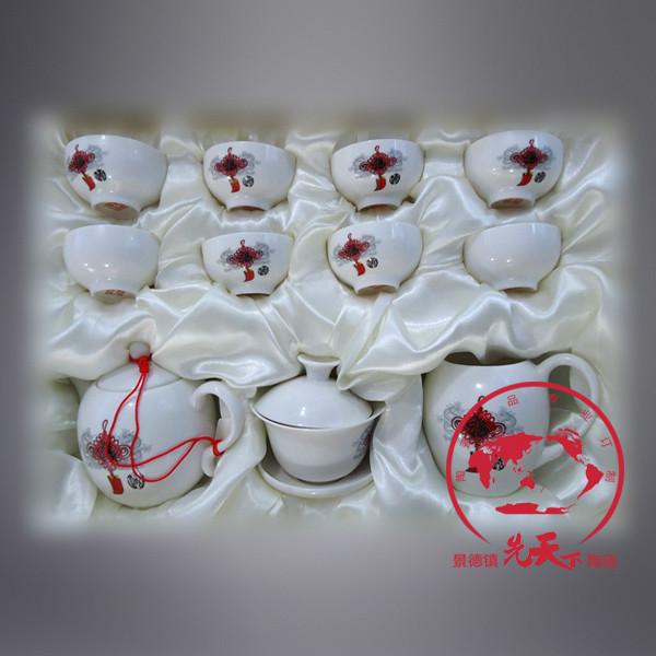 供应办公陶瓷茶具套装，景德镇手绘青花陶瓷茶具，大茶盘陶瓷茶具套装