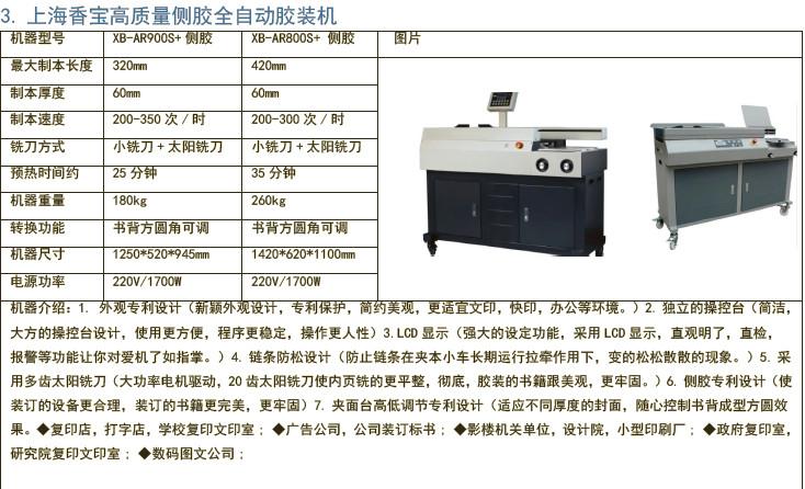 供应香宝高质量侧胶全自动胶装机，苏州代理销售胶印机，厂家直接发货。图片