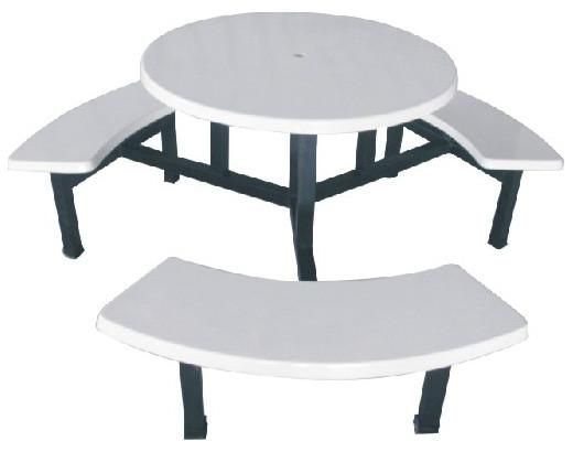 惠州玻璃钢六人弧形条凳圆台餐桌批发