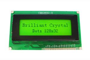 供应128x32单色点阵液晶屏黄绿或蓝膜