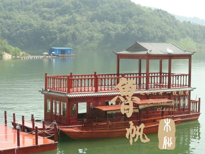 画舫-005大型木船休闲餐饮农家乐公园观光游船鲁帆订做制造图片
