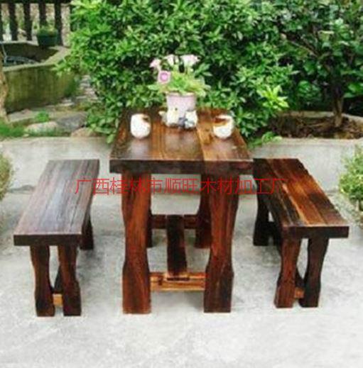 供应户外碳化木休闲桌椅,广西户外碳化木休闲桌椅,户外碳化木休闲桌椅