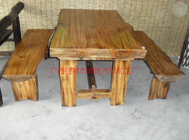 供应户外碳化木桌椅,户外碳化木桌椅厂家,广西户外碳化木桌椅