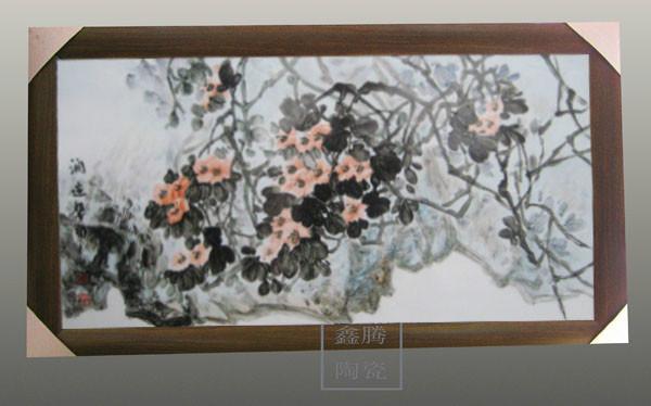 供应精品粉彩瓷板画-手绘纪念品，高档装饰物