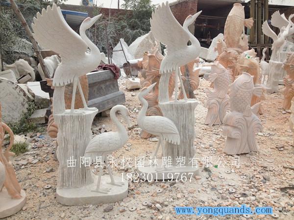 供应石雕鹤雕刻，石雕鹤专业设计，河北石雕鹤动物雕塑厂家图片