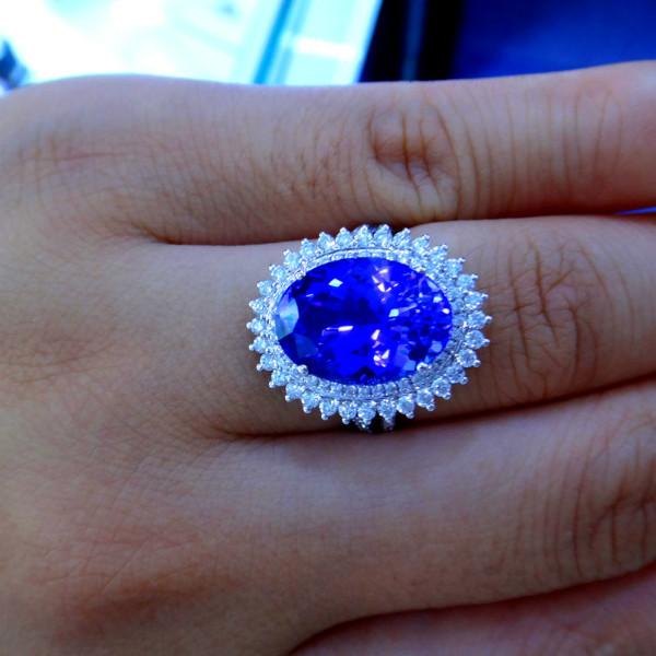 豪华坦桑戴安娜王妃款双圈钻石戒指批发
