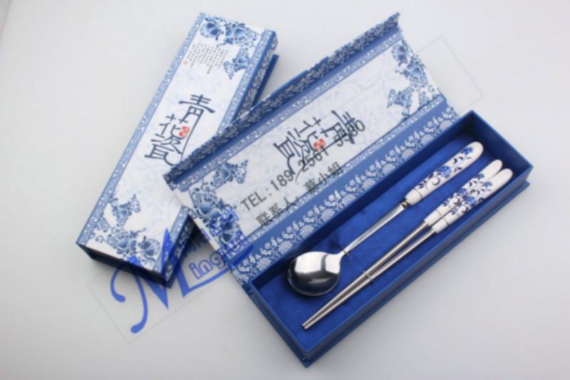 韩式餐具陶瓷勺筷两件套批发