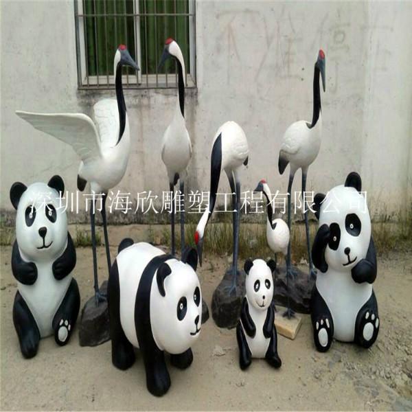 树脂动物熊猫雕塑/抽象动物雕塑批发
