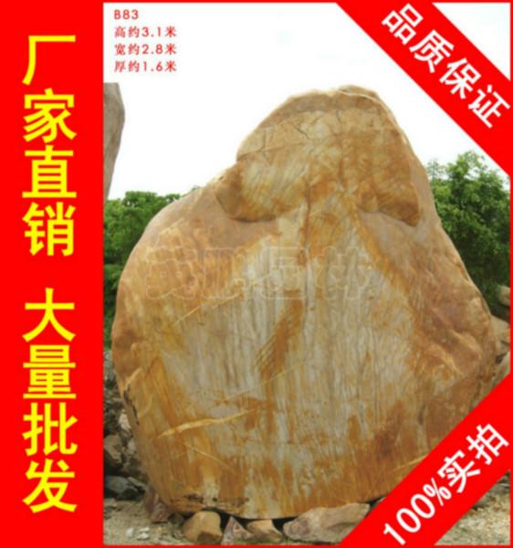 供应用于园林景观石的大型刻字石黄腊石，英德黄蜡石，景观石大量批发