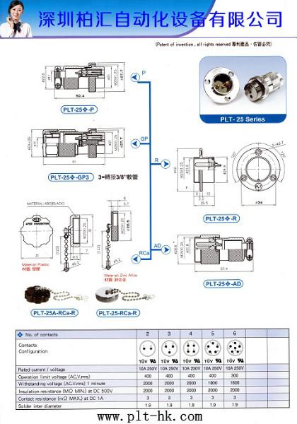供应台湾锠钢航空插头PLT-254-PM+RF