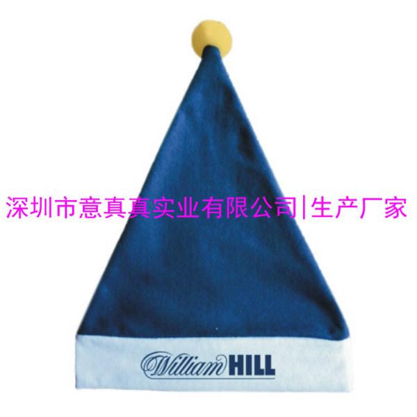 供应蓝色印花圣诞帽 深圳圣诞帽订做厂家 来图来样定制企业logo圣诞帽