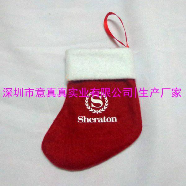 供应印花圣诞袜礼品 定做加工广告logo圣诞袜礼品挂件 深圳OEM厂家