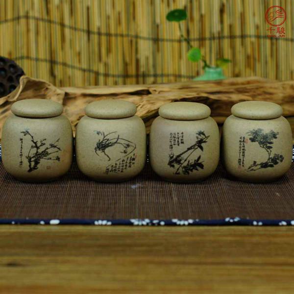 供应批发迷你粗陶茶叶罐创意礼品陶瓷罐复古醒茶陶瓷罐图片