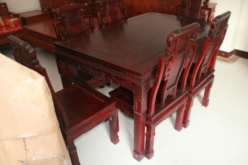 供应长方形福禄寿餐桌红木家具餐台花梨木餐桌象头全实木餐桌一桌六椅