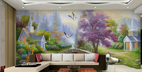家装背景墙壁画手绘公司 深圳沙发背景墙体彩绘哪家画得好
