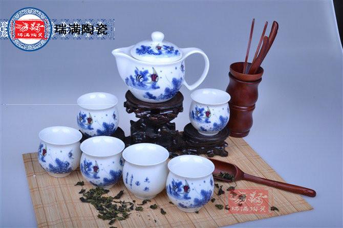 供应景德镇定做高档陶瓷会客茶具价格  茶室用陶瓷茶具定制厂