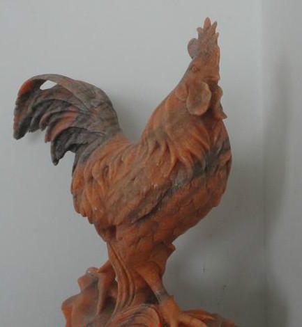 石雕鸡石雕鸡 寓意吉祥汉白玉石雕鸡 办公室晚霞红运石雕鸡摆件