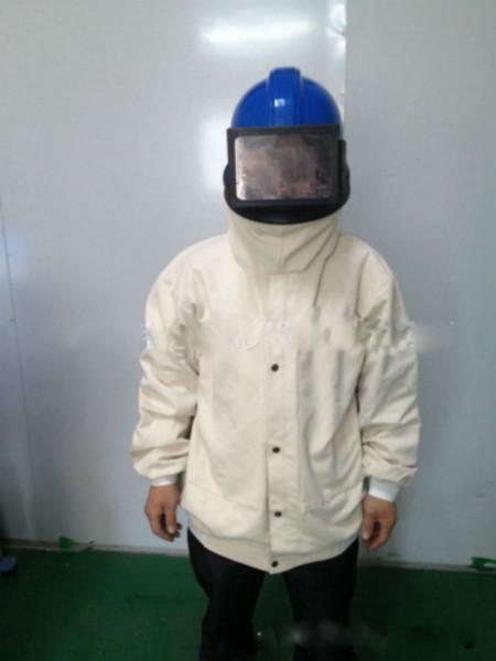 供应上海喷砂防护专用头盔式帆布喷砂服，安全式头盔喷砂服