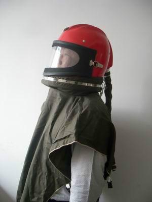 供应合肥供氧式喷砂防护头盔，平面玻璃喷砂防护头盔