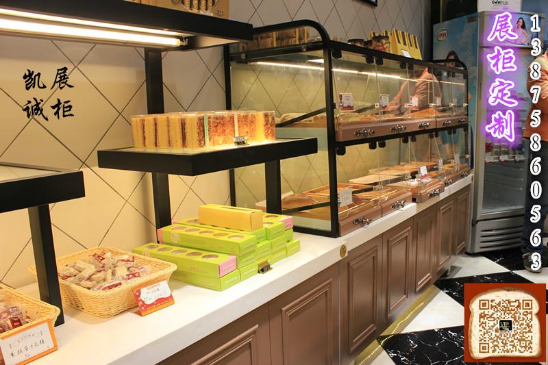 供应高密度板环保烤漆蛋糕面包展示柜食品展示货架大理石吧台收银台
