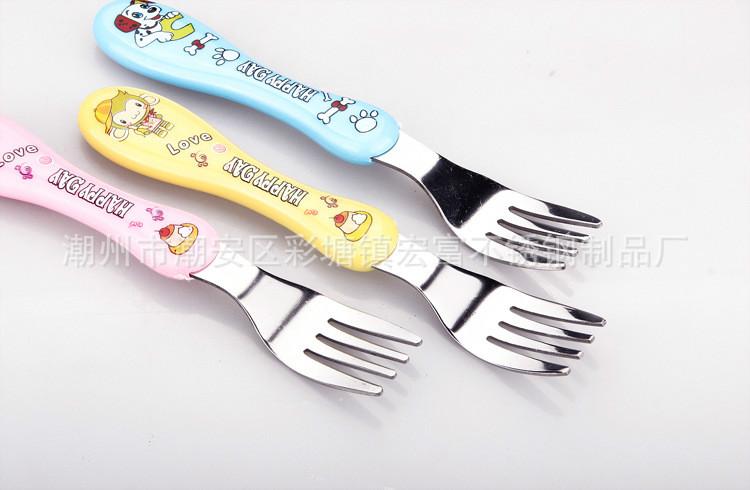 供应韩国儿童不锈钢餐具两件套卡通